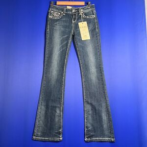NWT LA Idol Jeans USA Embellished Rhinestone Distressed Jeans USA Sz 5 W29 L34